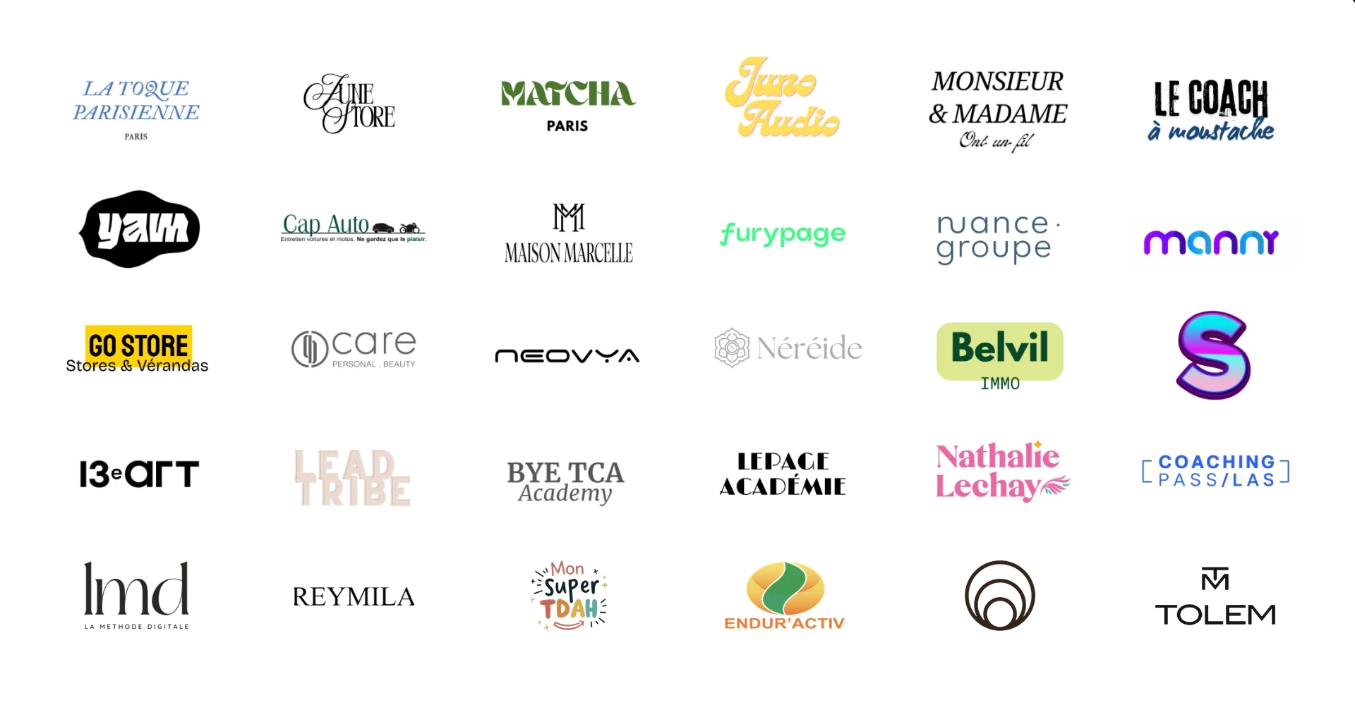 Logos des clients accompagnés par Le Studio Charlotte