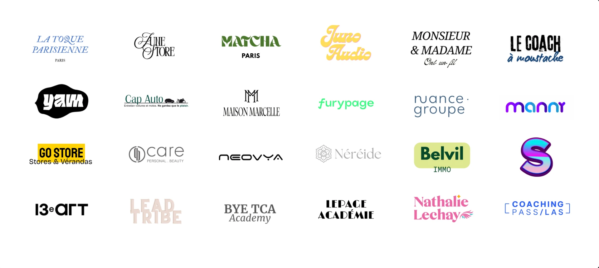 Logos des clients accompagnés par Le Studio Charlotte