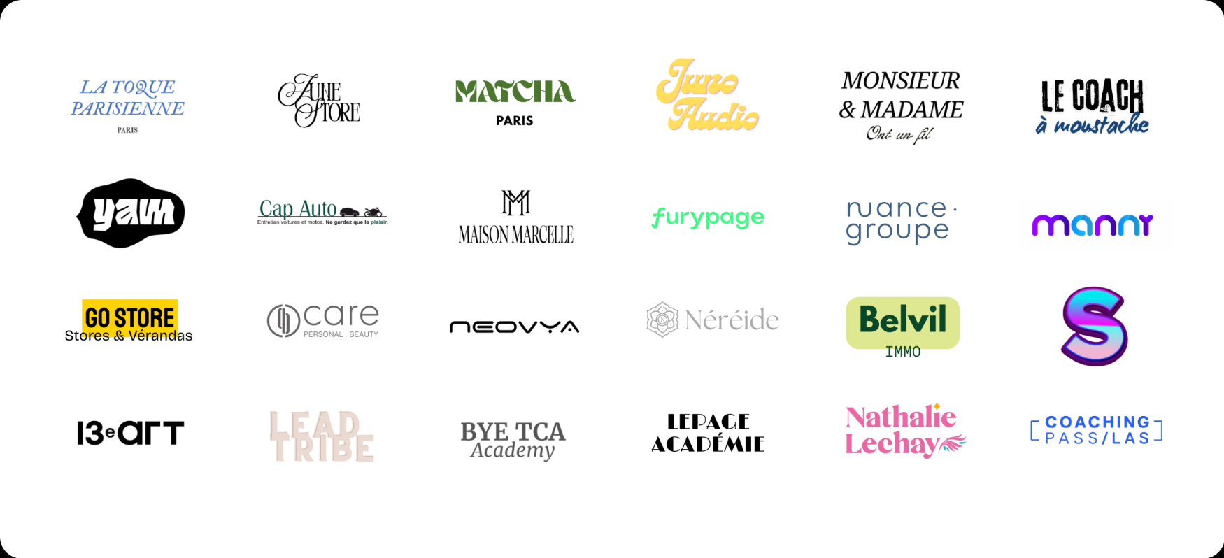 Logos des clients accompagnés par Le Studio Charlotte